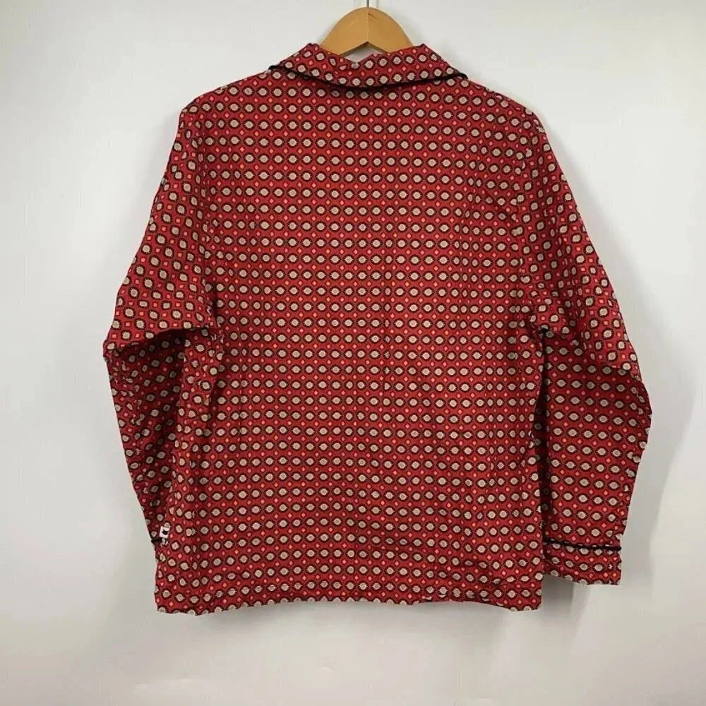 The Cats Pajamas Women's Hadley Pajama Print‎ Cotton Long Sleeve Shirt Top SZ L